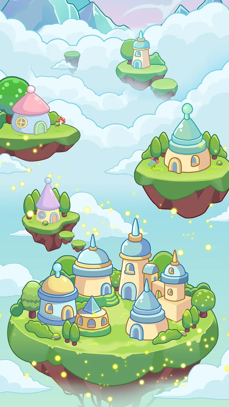 Sky High arcade game with floating cloud islands
